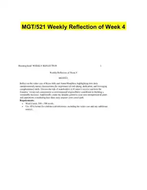 MGT/521 Weekly Reflection of Week 4