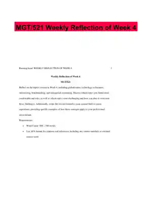 MGT/521 Weekly Reflection of Week 4