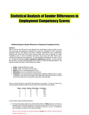 Statistical Analysis of Gender Differences in Employment Competency Scores