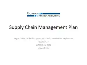 Supply Chain Management Plan - ISCOM/424