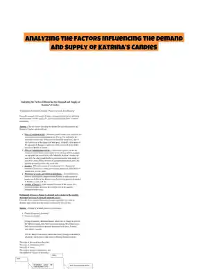 Analyzing the Factors Influencing the Demand and Supply of Katrina�s Candies