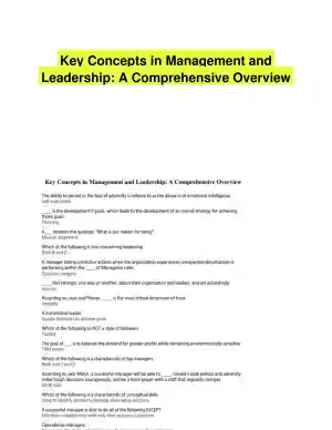 Key Concepts in Management and Leadership: A Comprehensive Overview