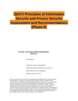 SE571 Principles of Information Security and Privacy Security Assessment and Recommendations (Phase II)