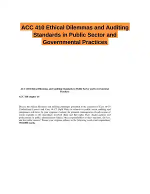 ACC 410 Ethical Dilemmas and Auditing Standards in Public Sector and Governmental Practices