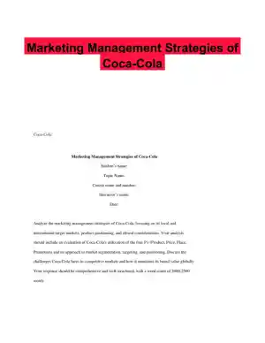 Marketing Management Strategies of Coca-Cola