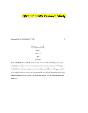QNT 351 BIMS Research Study