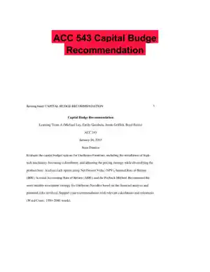 ACC 543 Capital Budge Recommendation