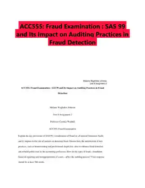 ACC555: Fraud Examination : SAS 99 and Its Impact on Auditing Practices in Fraud Detection