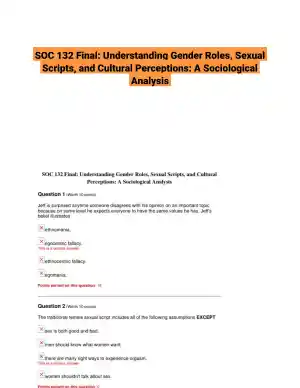 SOC 132 Final: Understanding Gender Roles, Sexual Scripts, and Cultural Perceptions: A Sociological Analysis