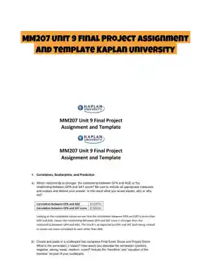 MM207 Unit 9 Final Project Assignment and Template Kaplan University