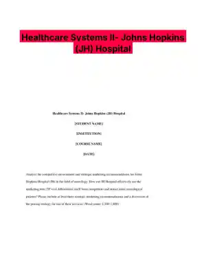 Healthcare Systems II- Johns Hopkins (JH) Hospital