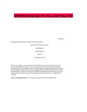 ENG215 Hang Up: It's Not Just Your Life