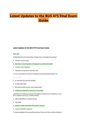 Latest Updates to the BUS 475 Final Exam Guide