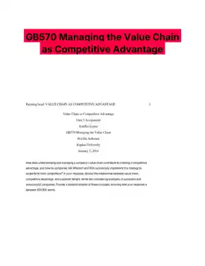 GB570 Managing the Value Chain as Competitive Advantage