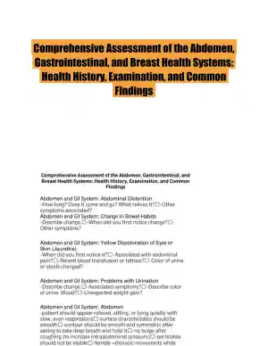 Comprehensive Assessment of the Abdomen, Gastrointestinal, and Breast Health Systems: Health History, Examination, and Common Findings
