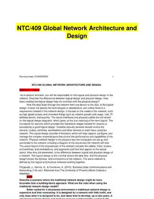 NTC/409 Global Network Architecture and Design