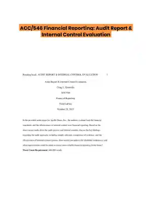 ACC/546 Financial Reporting: Audit Report & Internal Control Evaluation