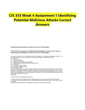 CIS 333 Week 4 Assignment 1 Identifying Potential Malicious Attacks Correct Answers