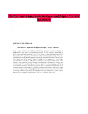 Performance Appraisal Assignment Paper Correct Answers