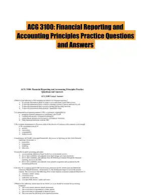 ACG 3100: Financial Reporting and Accounting Principles Practice Questions and Answers