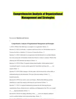 Comprehensive Analysis of Organizational Management and Strategies