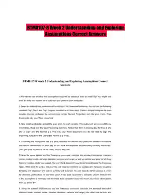 BTM8107-8 Week 2 Understanding and Exploring Assumptions Correct Answers