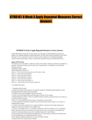BTM8107-8 Week 6 Apply Repeated-Measures Correct Answers