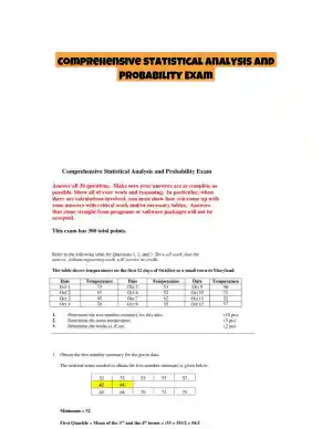 Comprehensive Statistical Analysis and Probability Exam