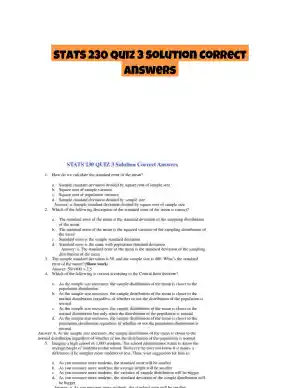 STATS 230 Quiz 3 Solution Correct Answers