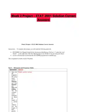 Week 2 Project - STAT 3001 Solution Correct Answers