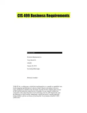 CIS 499 Business Requirements