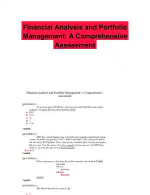 Financial Analysis and Portfolio Management: A Comprehensive Assessment
