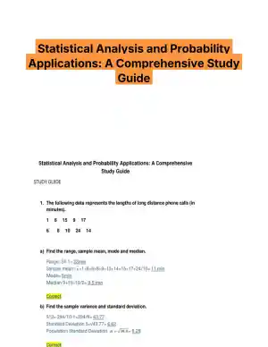 Statistical Analysis and Probability Applications: A Comprehensive Study Guide
