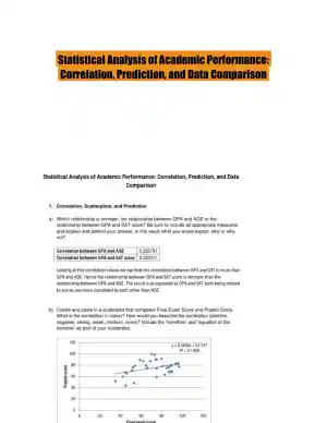 Statistical Analysis of Academic Performance: Correlation, Prediction, and Data Comparison