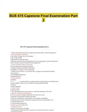 BUS 475 Capstone Final Examination Part 2