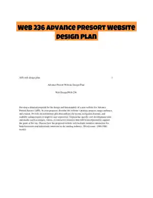 Web 236 Advance Presort Website Design Plan