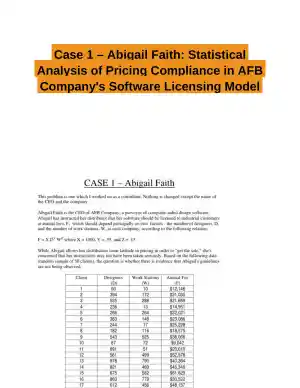 Case 1 � Abigail Faith: Statistical Analysis of Pricing Compliance in AFB Company's Software Licensing Model