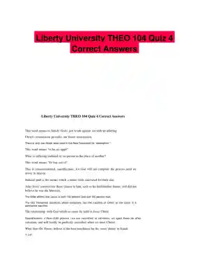 Liberty University THEO 104 Quiz 4 Correct Answers