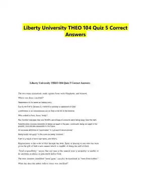 Liberty University THEO 104 Quiz 5 Correct Answers