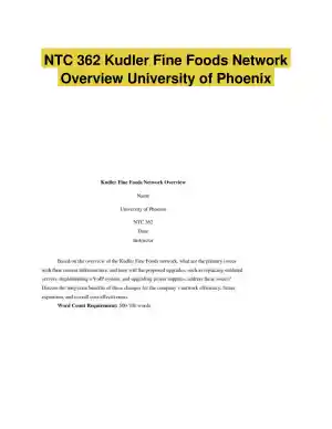 NTC 362 Kudler Fine Foods Network Overview University of Phoenix
