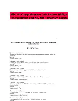 Bibl 104 Comprehensive Quiz Review: Biblical Interpretation and Key Old Testament Events