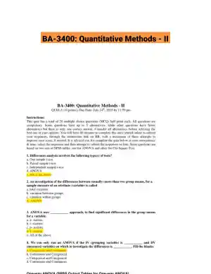 BA-3400: Quantitative Methods - II