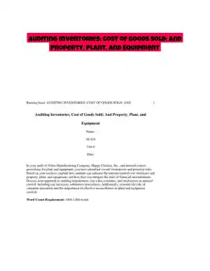 Auditing Inventories; Cost of Goods Sold; And Property, Plant, and Equipment