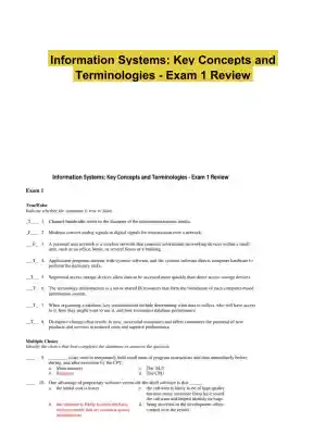 Information Systems: Key Concepts and Terminologies - Exam 1 Review