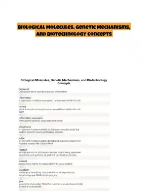 Biological Molecules, Genetic Mechanisms, and Biotechnology Concepts