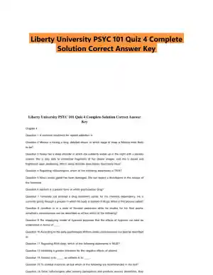 Liberty University PSYC 101 Quiz 4 Complete Solution Correct Answer Key