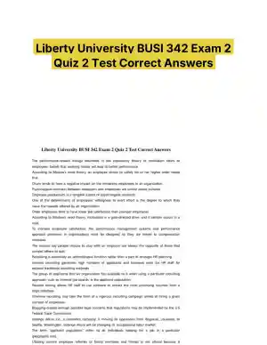 Liberty University BUSI 342 Exam 2 Quiz 2 Test Correct Answers