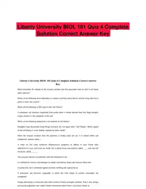Liberty University BIOL 101 Quiz 4 Complete Solution Correct Answer Key