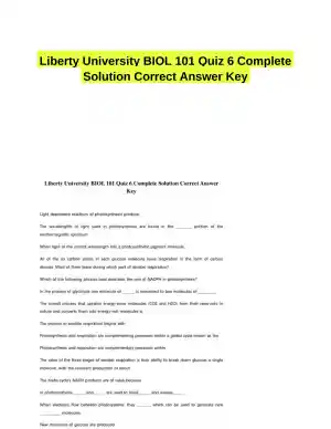 Liberty University BIOL 101 Quiz 6 Complete Solution Correct Answer Key