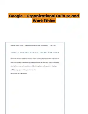Google � Organizational Culture and Work Ethics